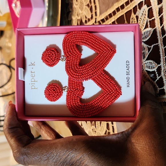 Piper K Heart Earrings - Picture 2 of 3